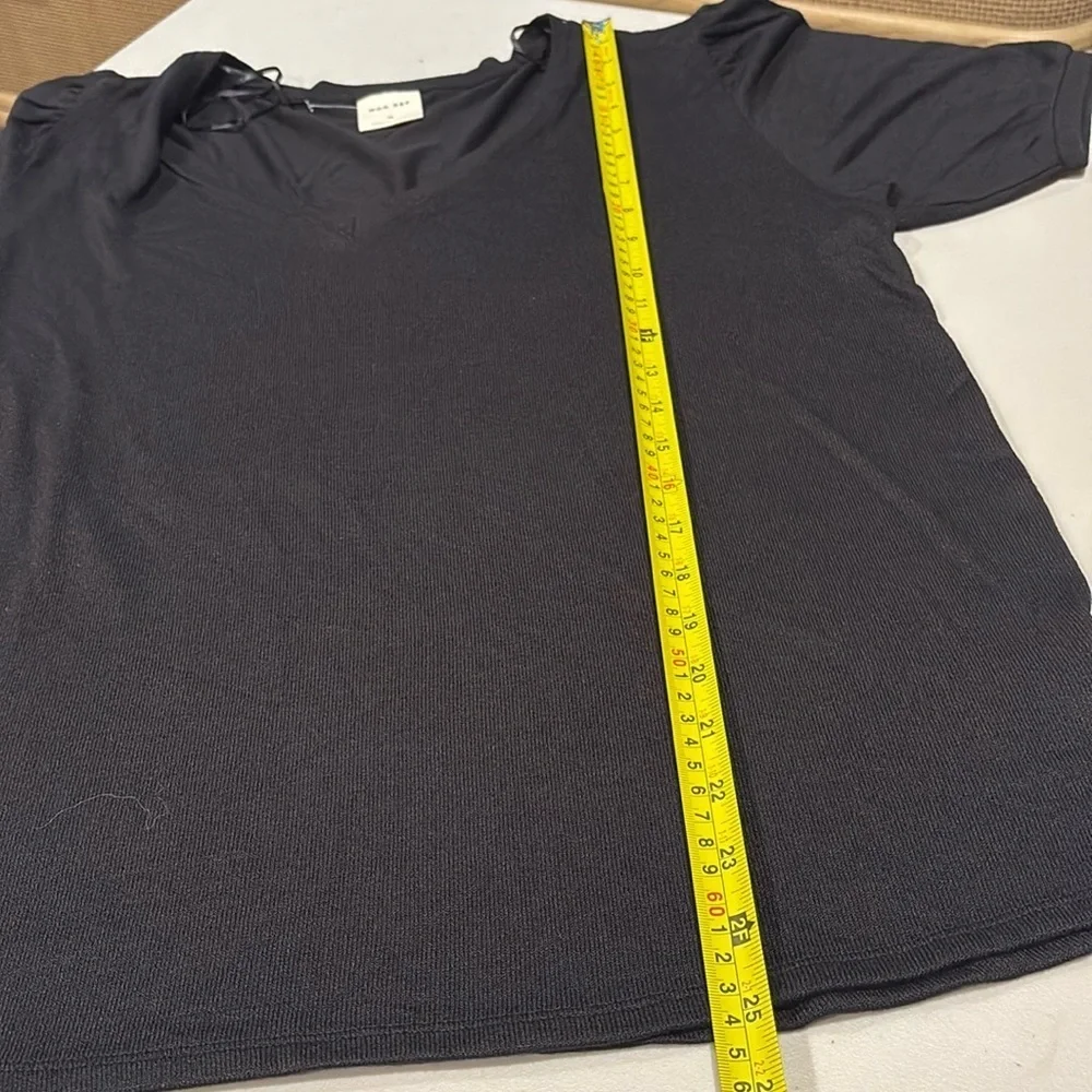 Mod Ref - Women's V-Neck Puff Sleeve Shirts. Size XL. Light Blue and black. NWT - Picture 11 of 11